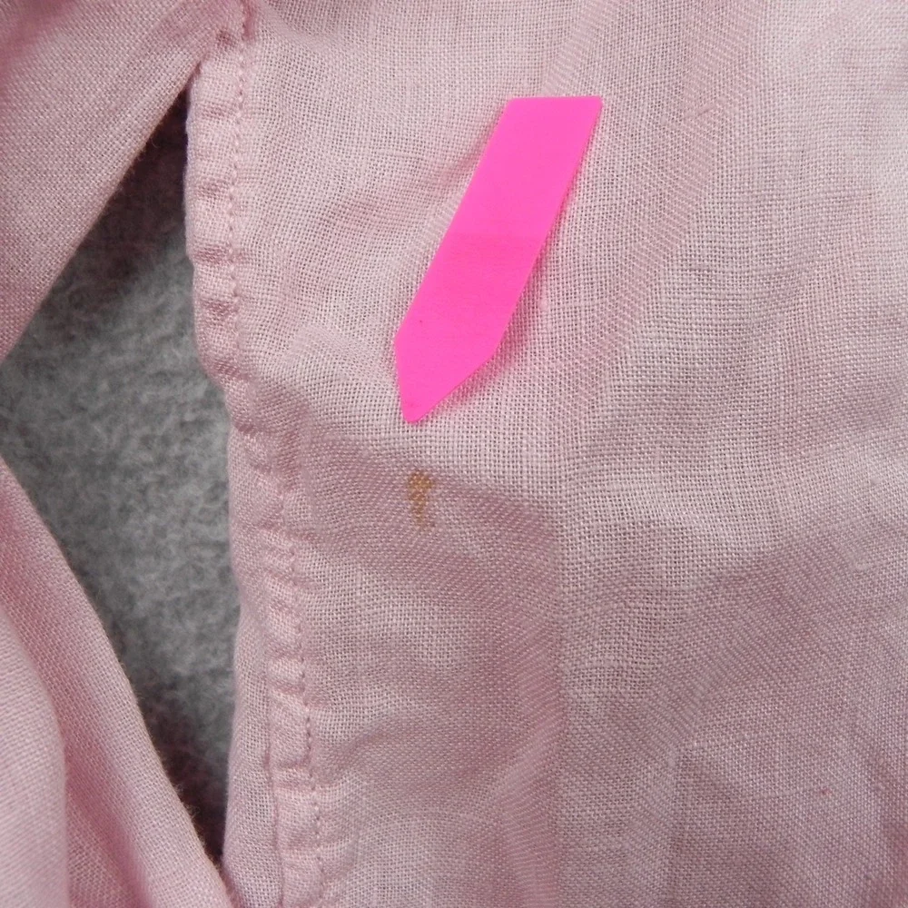 Banana Republic Linen Shirt Mens XL Garment Dye Pink Long Sleeve Button Down Top